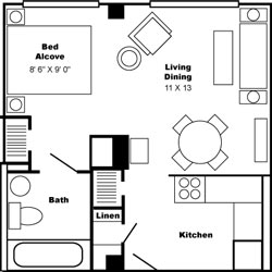 Floor Plan Large Studio Apartment 